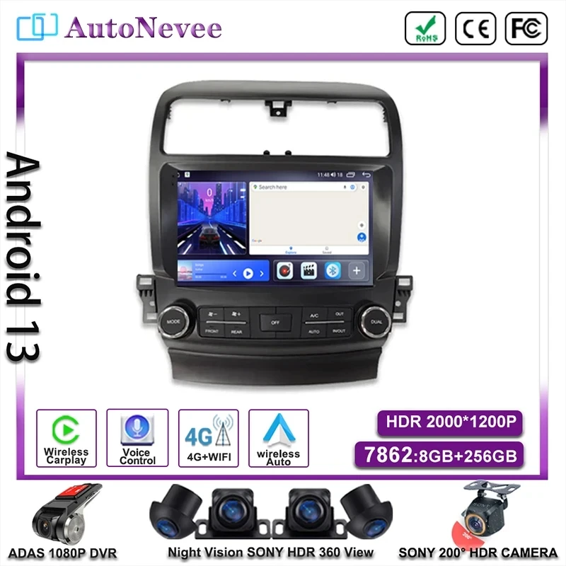 Android For Honda Accord Acura TSX 2004 - 2008 Stereo Car Radio Multimedia Player Navigation GPS NO 2Din DVD Carplay Auto radio