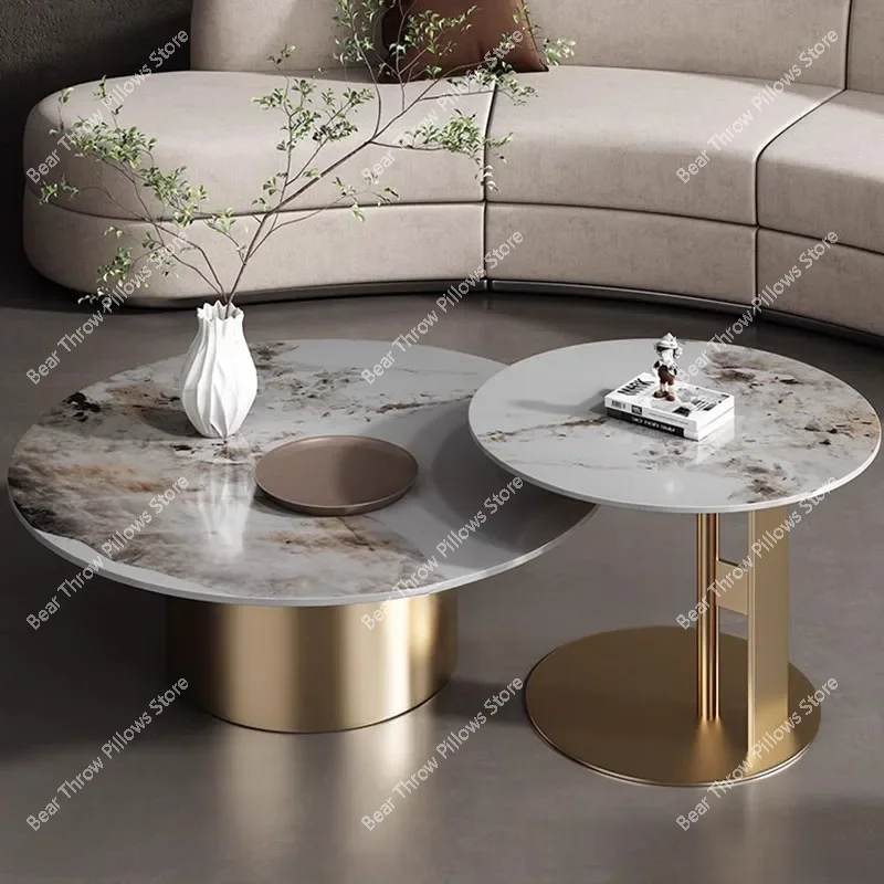 Round Modern Coffee Table Living Room Luxury Home Nordic Sofa Table Metal Aesthetic Table Basse Furniture Decoration