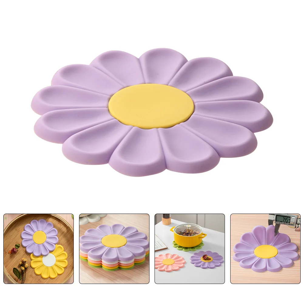 

Daisy Shape Silicone Heat Resistant Pot Mat Kitchen Anti-Hot Pad Protective Table Cushion Flexible Placemat Hot Dish Pad