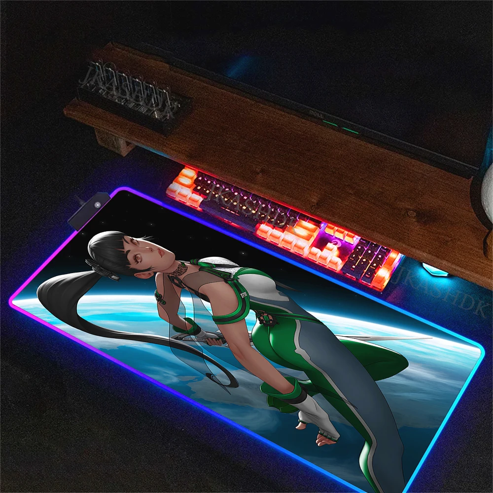 

Gamer Rgb Desk Mat Stellar Blade Mouse Pad Back Light Led Mousepad Setup Gaming Accessories Deskmat Big Mousepad With Backlight