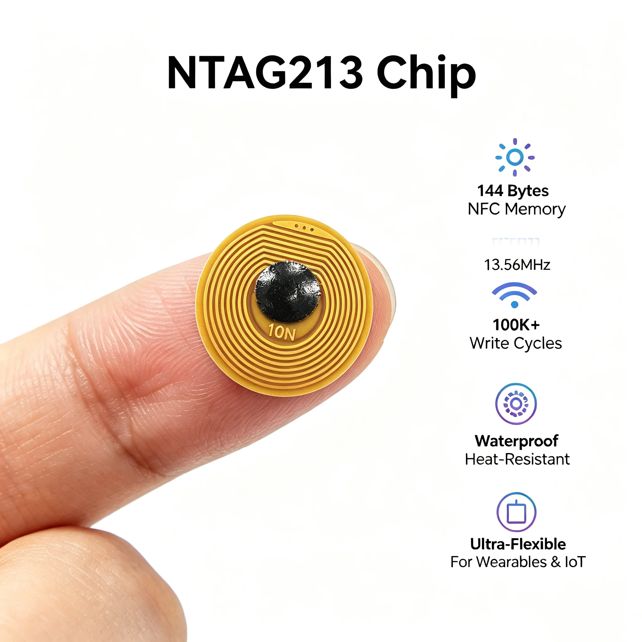 10mm Mini FPC NFC RFID Tag NXP NFC213 13.56MHz Passive Anti-Metal High-Temperature Resistant Anti-Fraud Labels