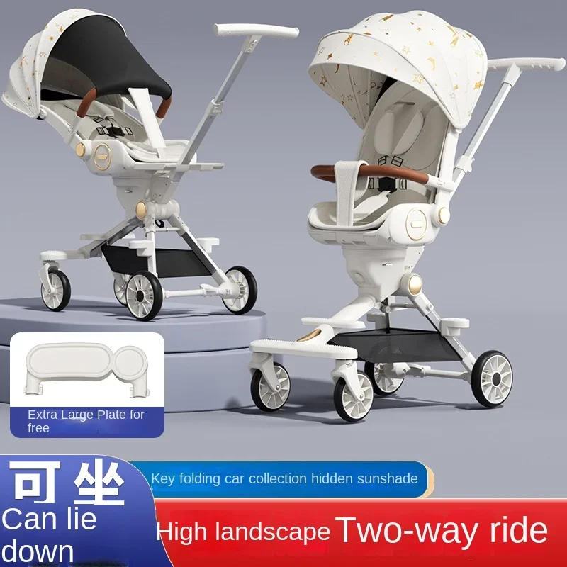 Two-way Swivel Stroller Lightweight High Landscape Foldable Newborn Stroller Four-wheel Shock-absorbing Adjustable Baby Stroller