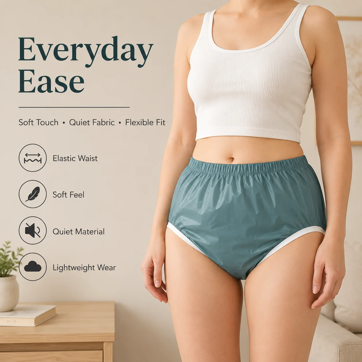 

1Piece Hot Soft Silent Reusable Washable Adult Household Protective Underpants Adjustable Flexible Elastic Waistband For Body