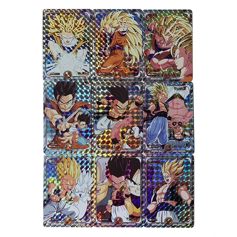 

9Pcs/set Dragon Ball Refractive flash card Super Saiyan Goku Gohan Gotenks fierce battle Game Anime Collection Cards Gift Toys