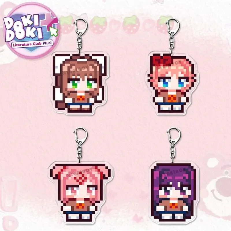 DDLC Anime Acrylic Keychain Monika Sayori Natsuki Yuri Keyring Bag Pendant Cute Fashion Accessories Fan Collection Decor Gift