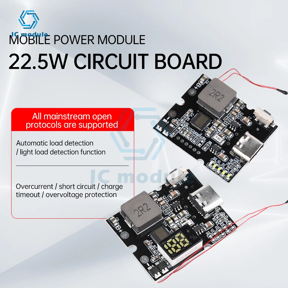 

22.5W PD/QC Full Protocol Bi-directional Fast Charging Mobile Power Module Circuit Board Charging Battery DIY Motherboard Type-C