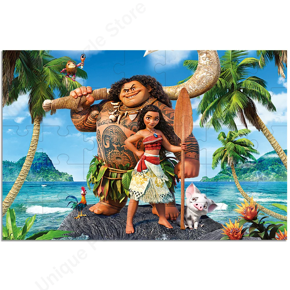 Disney Anime Moana Jigsaw Puzzle 35 300 500 1000 Pieces Puzzle Educational Toy Birthday Gifts Kids Adult Jigsaw Collection Hobby