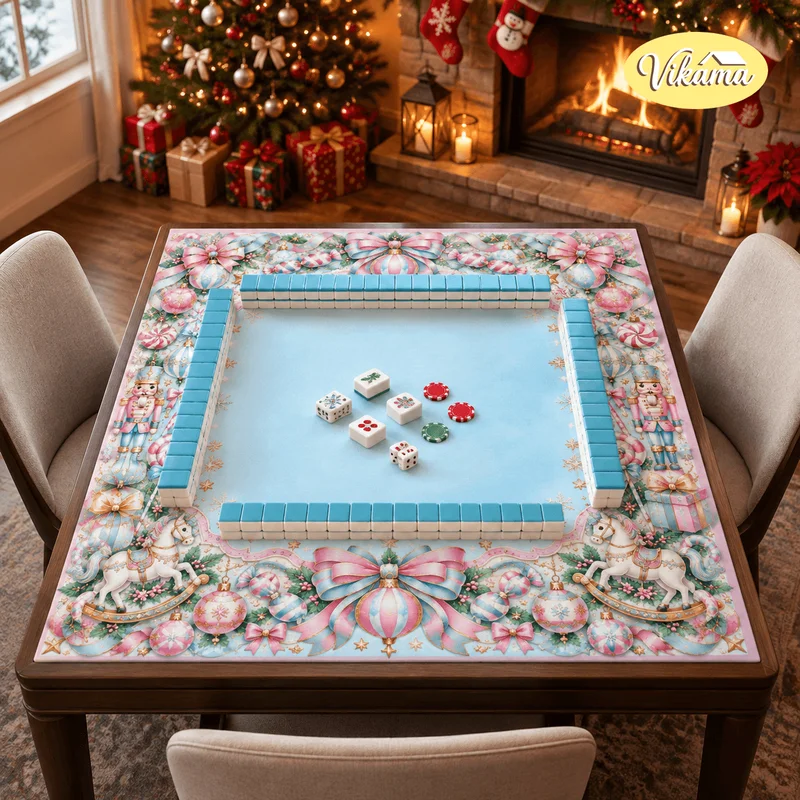 VIKAMA Tropical Palm Floral Mahjong Mat Multi Rule Zoned Non Slip Pad American Charleston Mahjong Desktop Cover