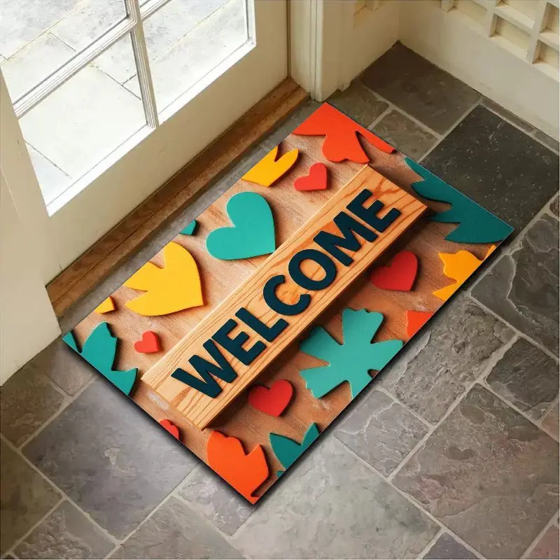 VIKAMA American Retro Entrance Door Mat, Durable Non-Slip Floor Carpet for Bathroom & Foyer, Warm Welcome Home Decor