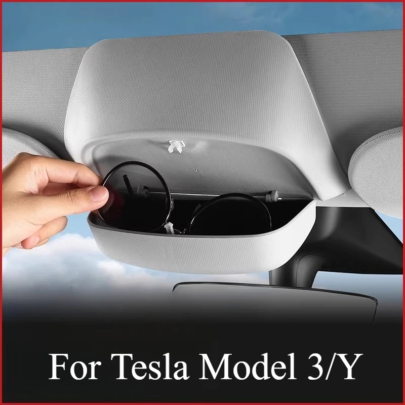 

Для Tesla Model 3/Y: Футляр для очков, органайзер для солнцезащитных очков на козырек, аксессуары для модификации крыши автомобиля