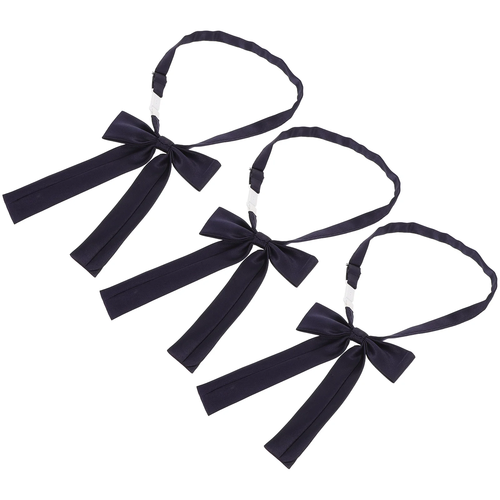 

3Pcs Women Necktie Navy Bowknot Pre-Tied Adjustable Elegant Lady Formal Semi-Formal School Office Wear Accessory