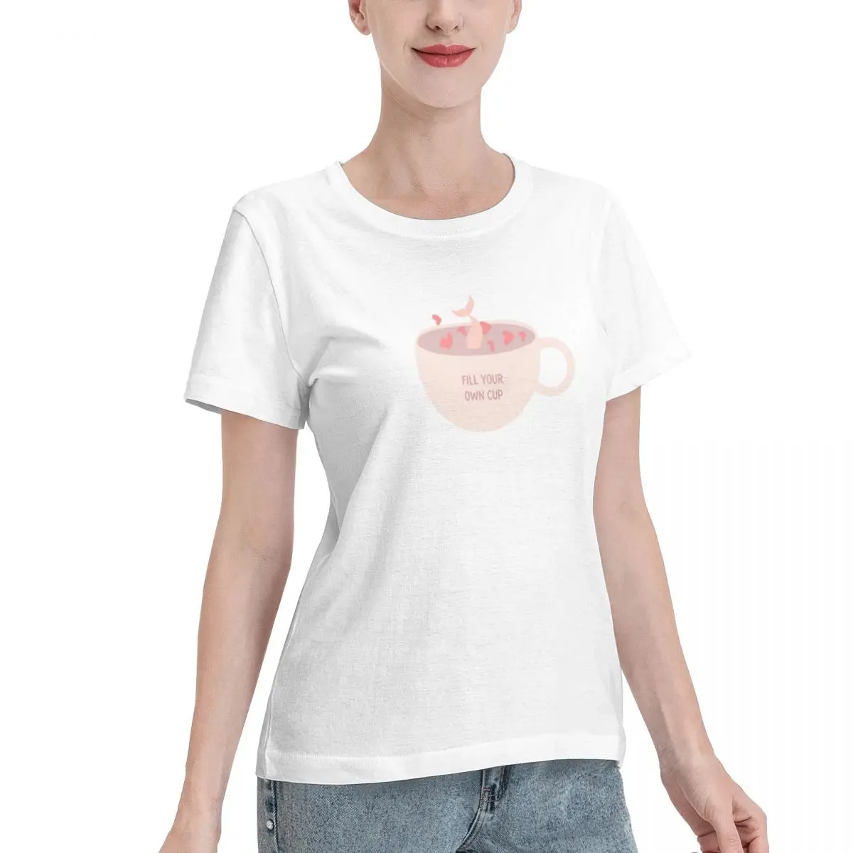 Popular Pick Fill Your Own Cup Pastel Mermaid Women's T-shirt Outdoor Activity Solid Color Tee