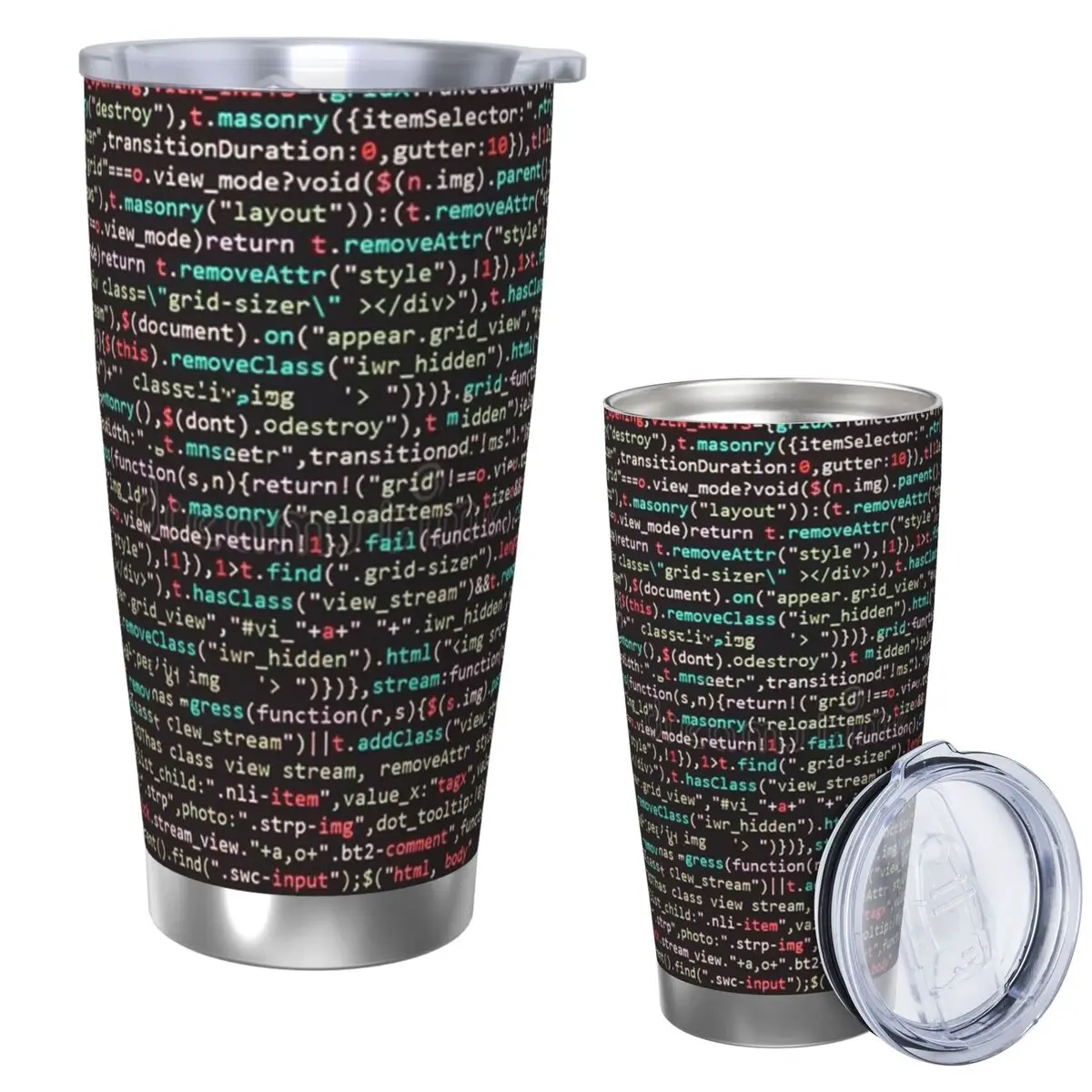 Java Script Code Stainless Steel Tumbler Vacuum Insulated Mugs Thermal Cold Bottle Straws With Lid 20oz
