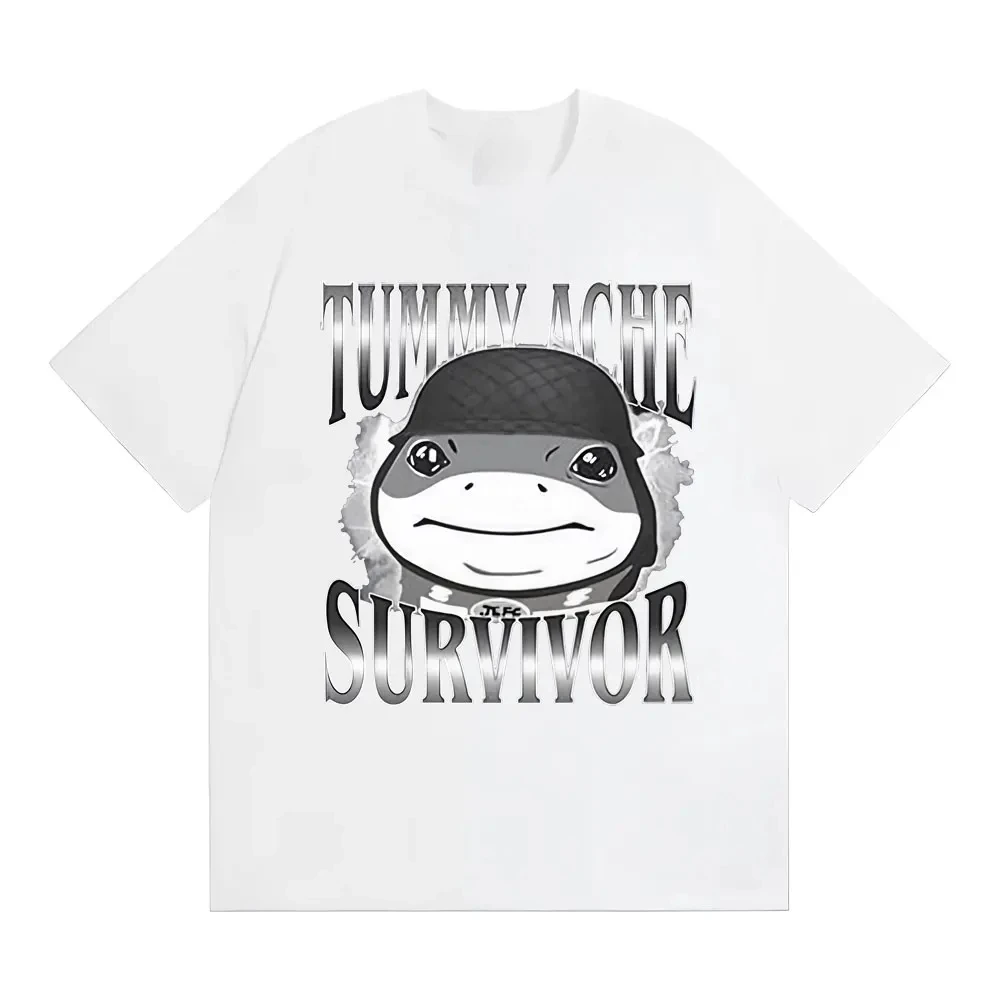 Funn Tummy Ache Survivor Jeff The Land Shark Helmet Meme T Shirts Men Women Fashion Humor Vintage Short Sleeve Oversized T-shirt