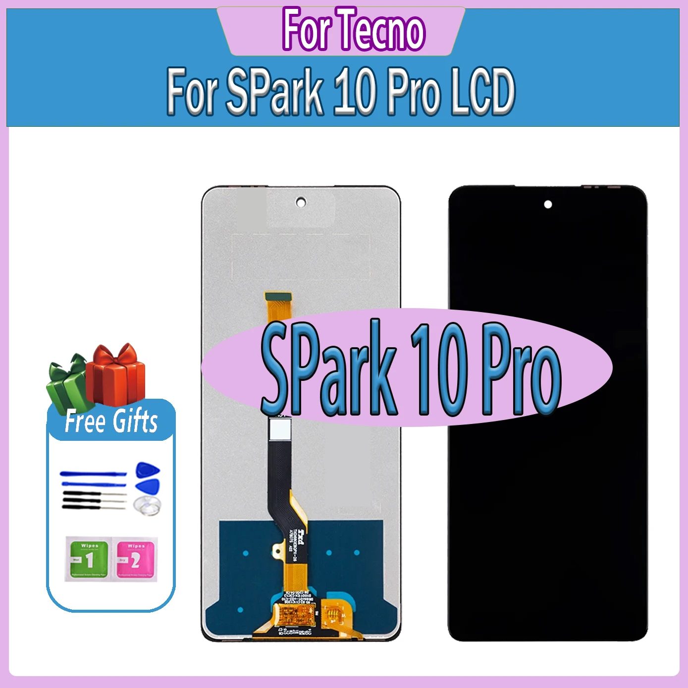 LCD Original For Tecno Spark 10 Pro LCD Display Screen Touch For Tecno KI7 LCD Repair Parts Sensor Digitizer Assembly