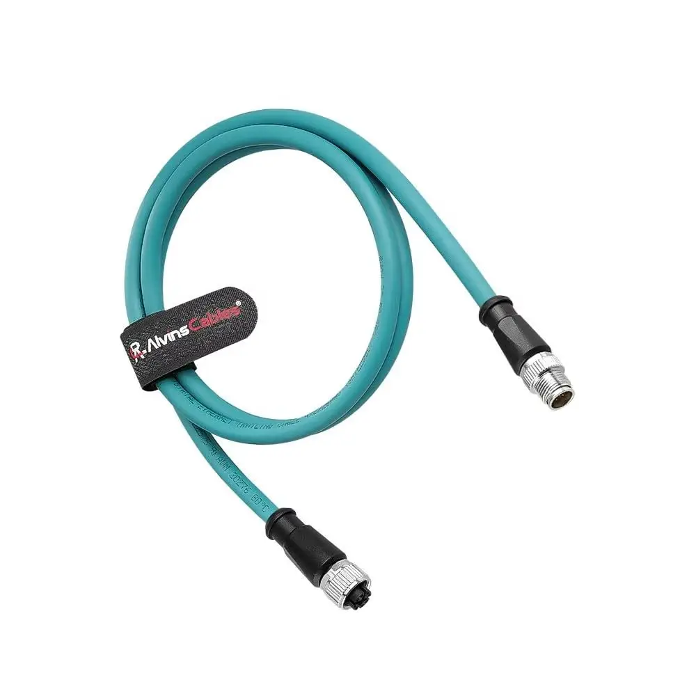 M12 X-Code 8 Pin to Female Ethernet Cable Cat6a Shielded for Cognex Basler Keyence Industrial Camera Drag-Chain 16.4ft 5m Green