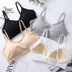 Cotton Bra for Women Fixed Pads Sports Shockproof Underwear Seamless Solid Back Closure Female Lingerie