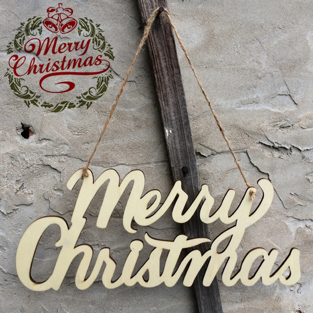 

Merry Christmas Wooden Letter Pendant English Alphabet Hanging Decoration Rustic Wood Cutout Ornaments Holiday Home Party