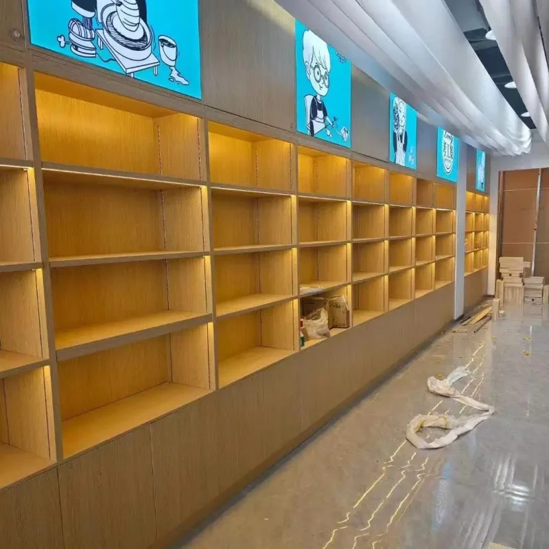 custom.Customized Modern Design Wall Display Stand Retail Store Cosmetics Cabinet Showcase Panel Wood Shopping Malls Hot view 5