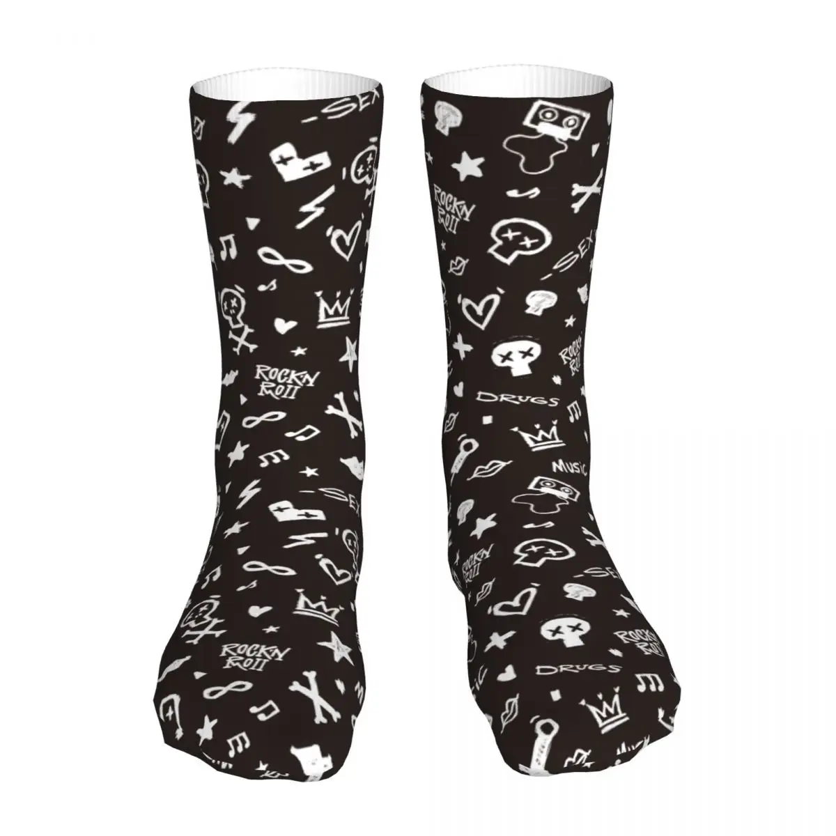 New Socks Male Mens Women Harajuku Rock N Roll Grunge Music Retro Skull Socks Sport Sock Spring Summer Autumn Winter