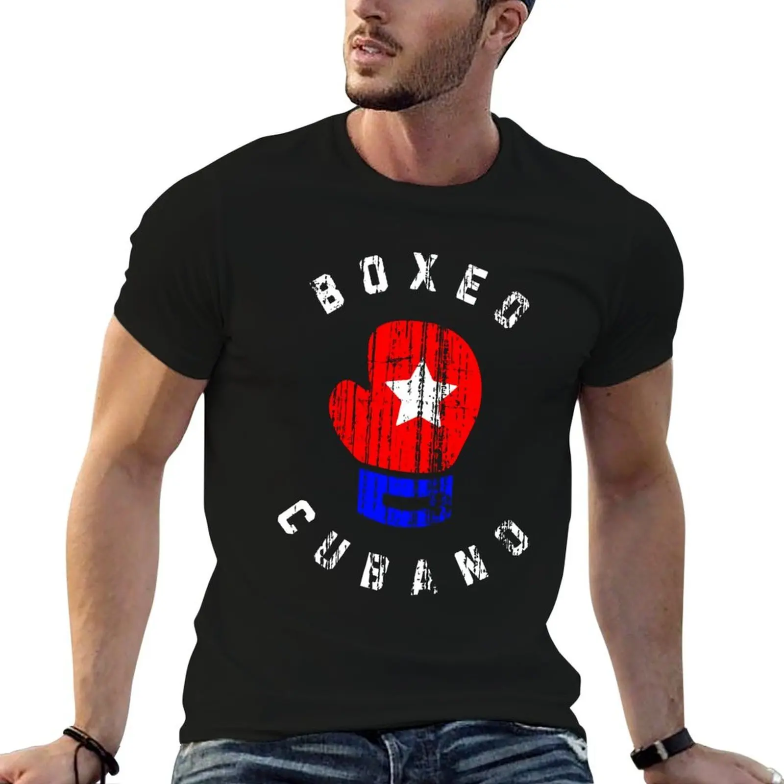 Camiseta vintage de Boxeo Cubano, deportes de boxeo, camiseta de anime, camiseta de hombre lisa, camiseta de algodón