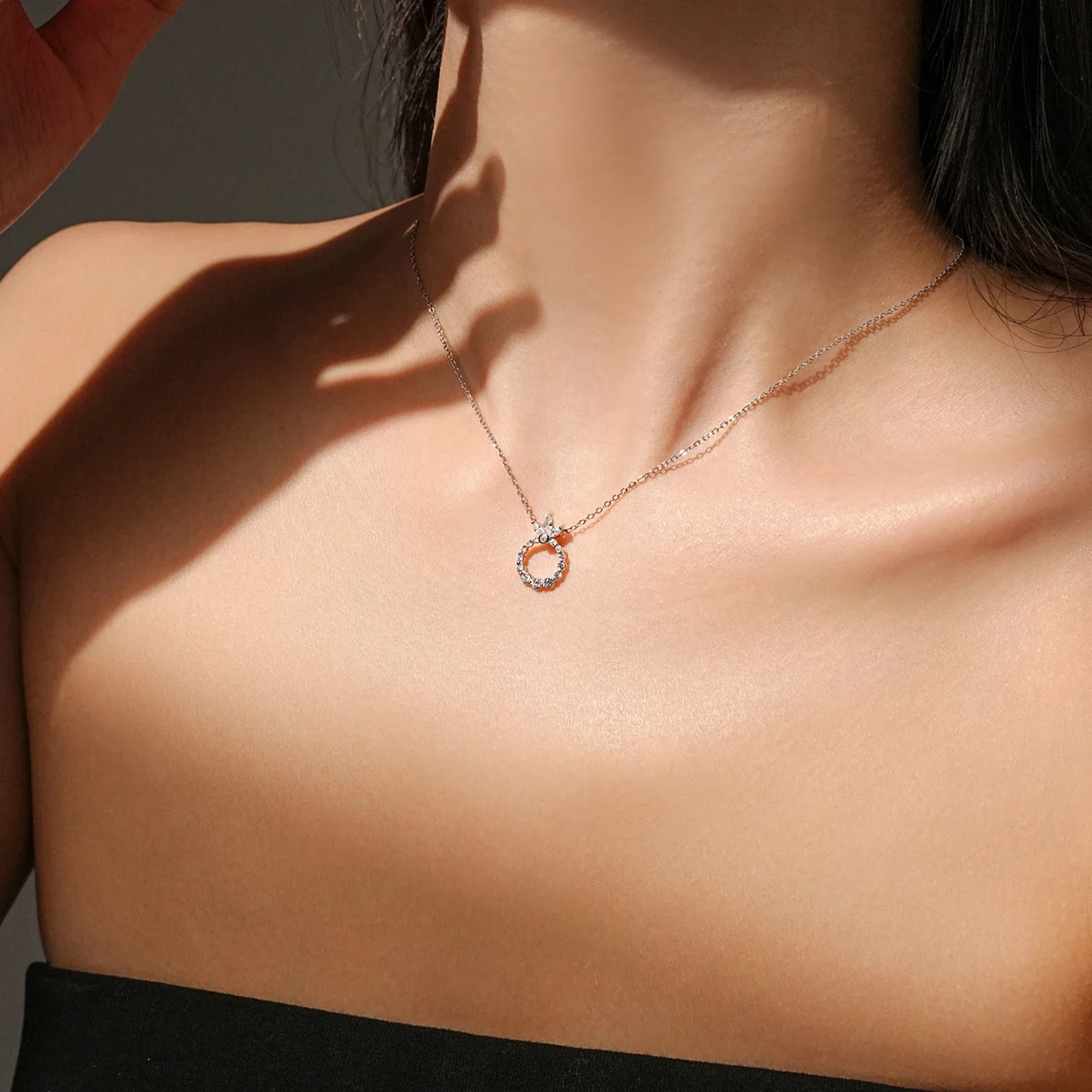 ANDYWEN Collier couronne florale en argent 925, bijoux ronds et en forme de larme CZ, cadeau romantique pour femme, usage quotidien élégant