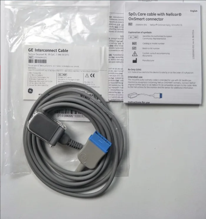 

Для GE оригинального соединительного кабеля Nellcor Oxismare XL R-Cal 2,9 м (9,5 футов)REF: 2006644-001
