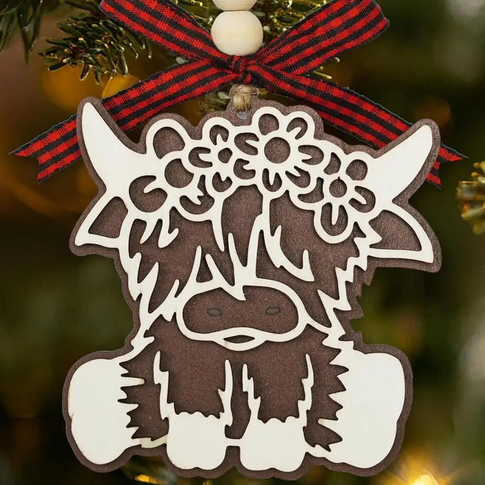 1/2/3/5Pcs Highland Cow Christmas Ornaments Double-layered Premium Materials Holiday Decorations Xmas Tree Hanging Ornament