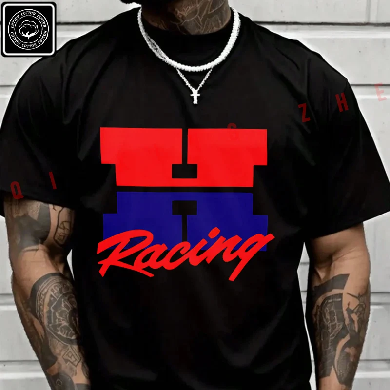 

Racing H Pattern Design Men's And Women's T-shirt Summer Cotton Short Sleeved Casual Basic TShirt Tops