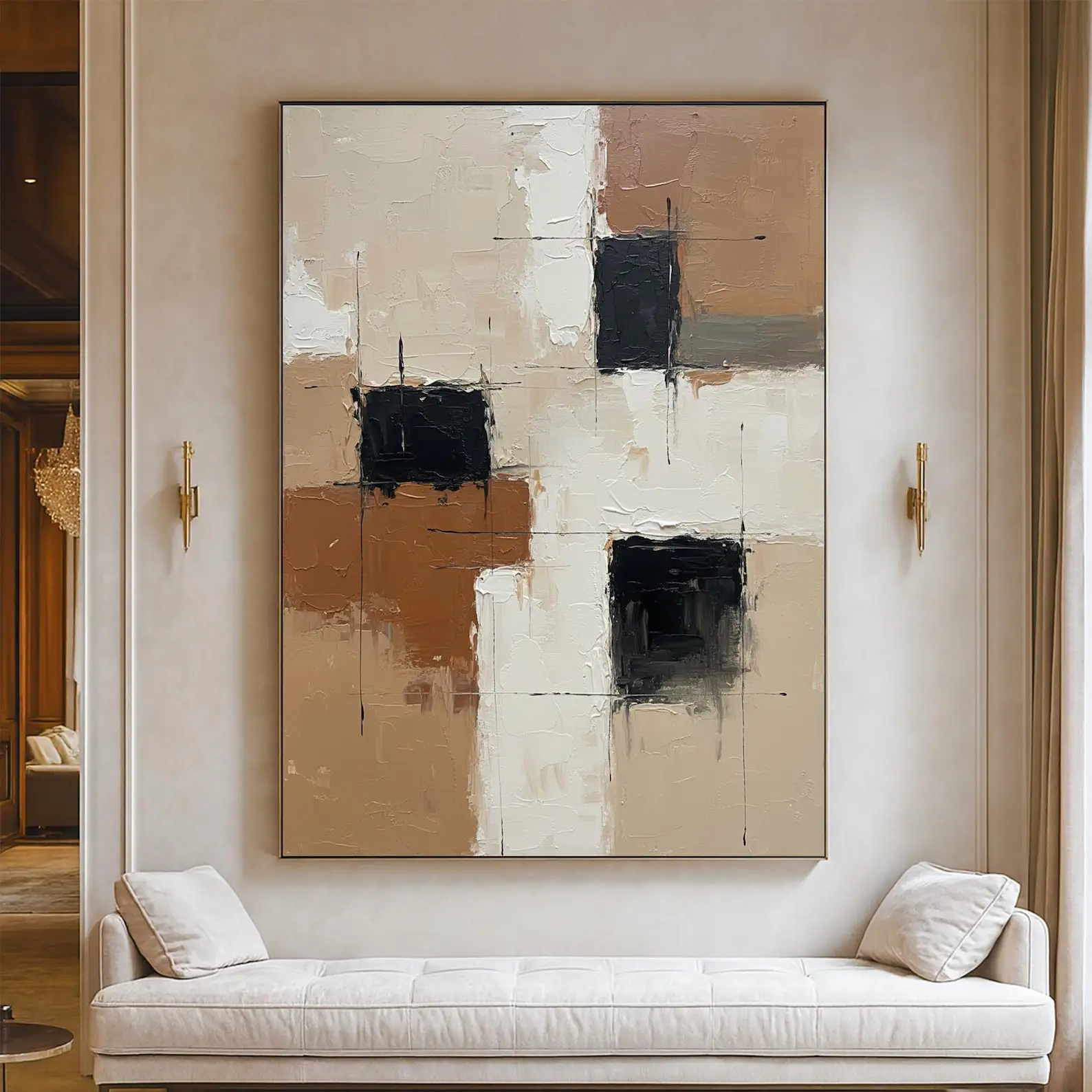 Original Minimalist Abstract  on Canvas Large  Wall Art Handmade Canvas Painting Modern Neutral Artwork for Living Room Decor