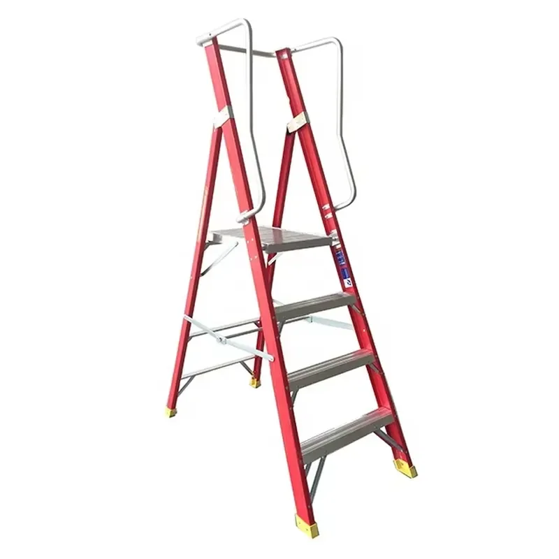 Anti Corrosion FRP Material Industrial Platform Ladder Durable Fiberglass Reinforced Plastic Step Ladder for Factory