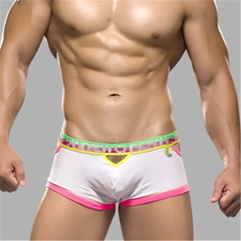 

Men's Boxer Briefs Erotic Modal Spliced Boxers Comfortable Breathable Sexy Low-waisted Excitation Convex Hollowing Underwear