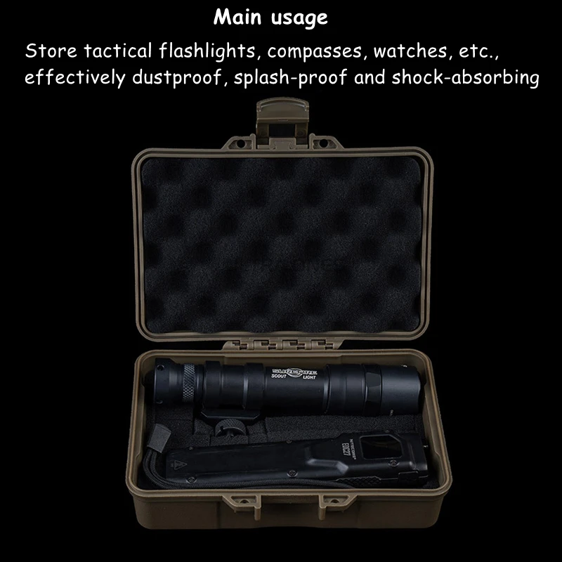 Molle Tactical Flahslight Battery Storage Case Shooting Hunting Tools Equipment Box Double Sponge Shockproof Lockable Pouch view 6