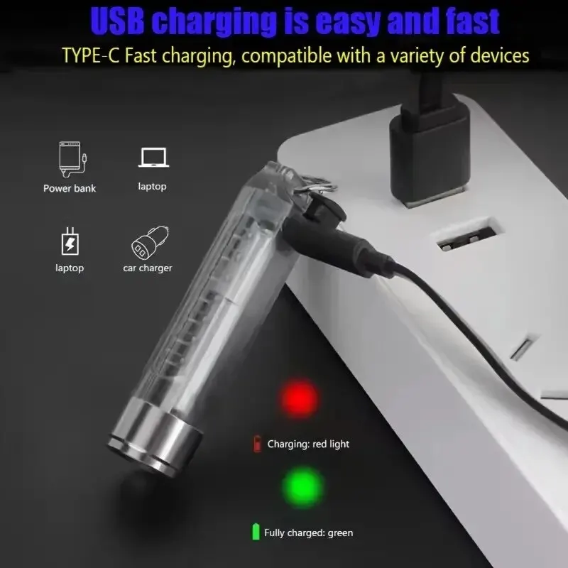 1PC Rechargeable Mini Keychain Flashlight with 10 Modes and Magnetic Base - Ideal for Camping and Outdoor Activities image 4