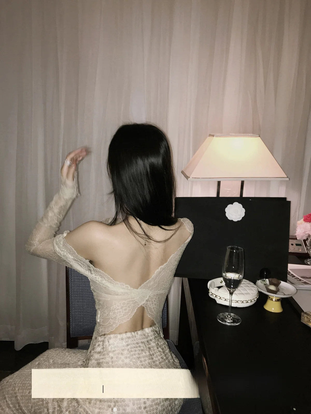 

Sexy Lace irt One oulder Bal Women's Clothing Apricot Color Ele Sle Long Sve ort Length Color
