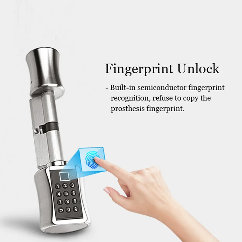 Electronic Lock Fingerprint Cylinder Cylinder Lock Password Recognition Door Lock With Password Digital Keyboard Home Smart Lock