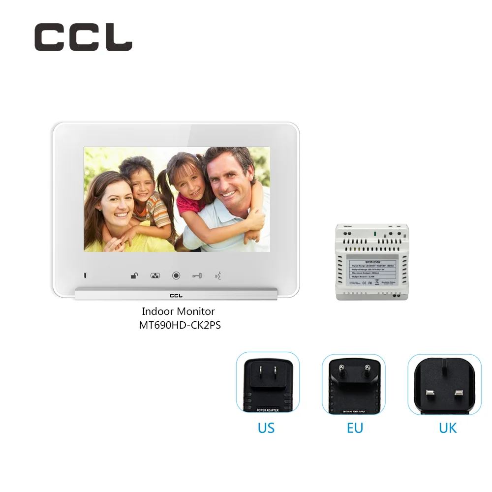 CCL 7" HD Screen 4-Wire Video Intercom Security Protection Door Phone for Villa with 130° Camera Doorbell Built-in 8G Memory
