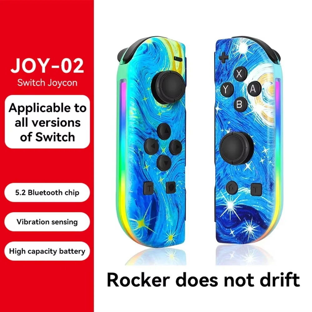 Controller for Swith Colorful RGB Light Game Controller (L/R) Wireless joy pad for Nintendo Switch Oled Dual Vibration/Motion