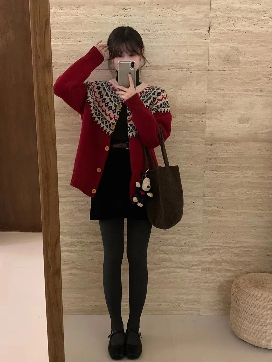 Autumn Winter Women\'s Jacket Vintage Ethnic Style Jacquard Knit Cardigan Fashion Geometric Single Row Button O-Neck Sweater Coat