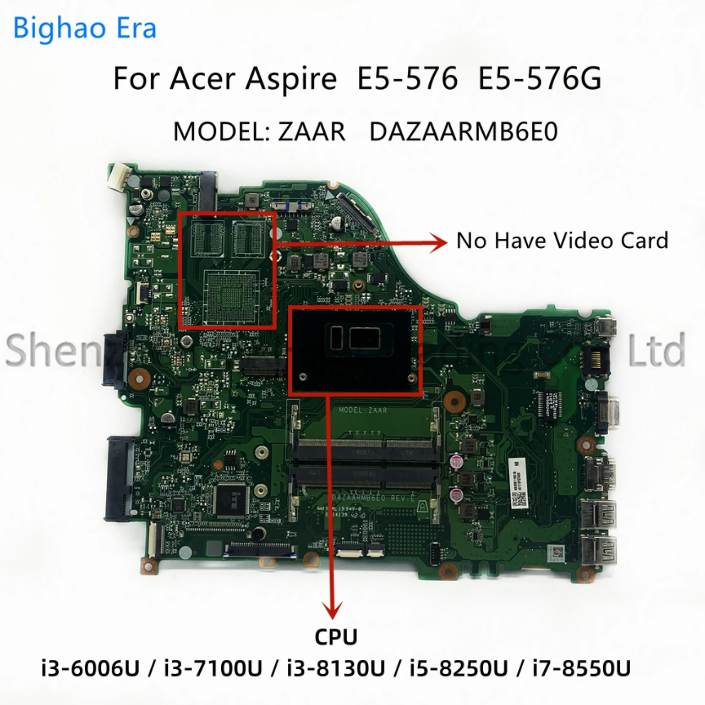 MODEL:ZAAR DAZAARMB6E0 For Acer Aspire E5-576 E5-576G Laptop Motherboard With i7 i5 i3-8130U CPU DDR3L NBGRX11001 NB.GRX11.001