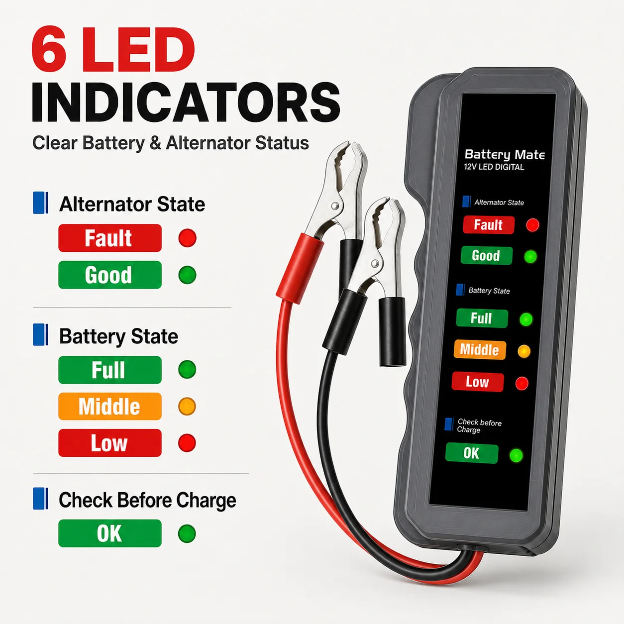 BM310 Car Battery Tester Automotive Battery Analyzer Battery Health Tester Vehicle Battery Diagnostic Test Tool