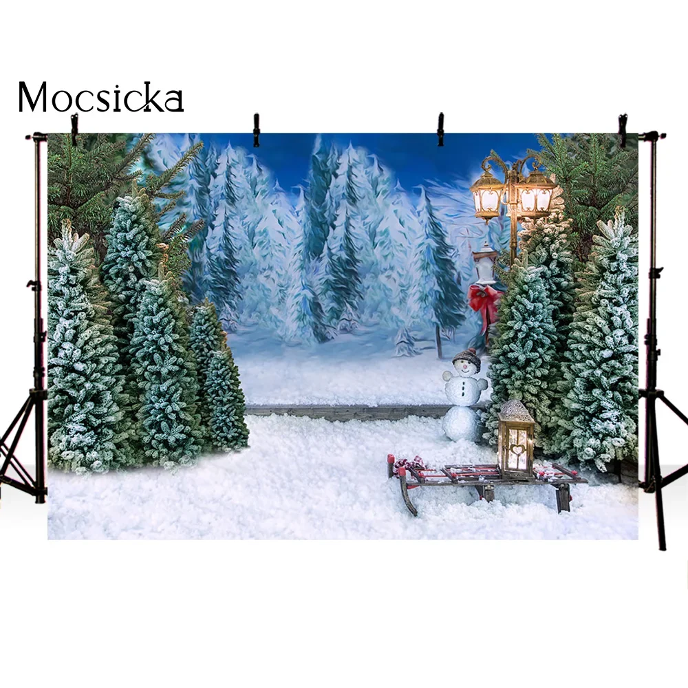 Merry Christmas Tree Background Winter Snow Baby Photo Backdrop For Photography New Year Party Decor Props Children Girls Studio