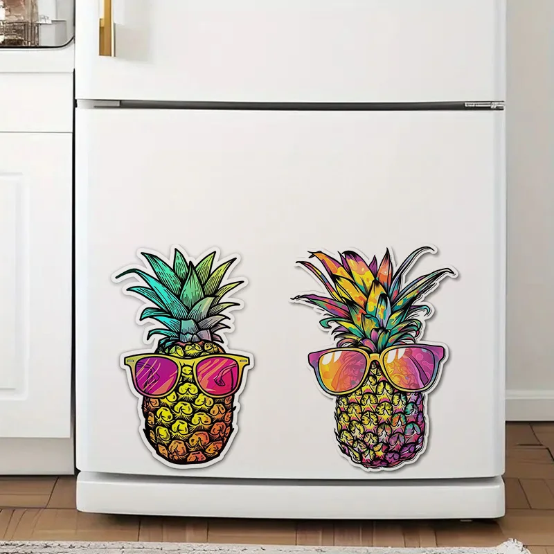 Funny Pineapple with Sunglasses Sticker, Water-proof Home Wall Decal, Used for Wall, Bathroom, Cabinet, Door,Toilet, Car, Laptop