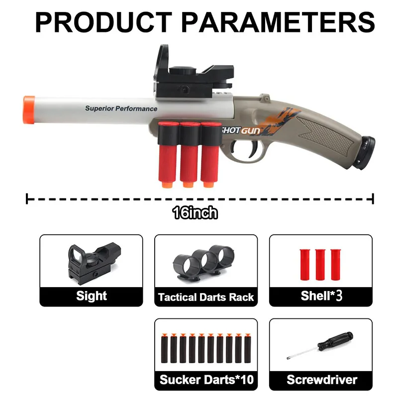 Shell ejeção bala macia arma de brinquedo espuma blaster airsoft espingarda rifle puxar carga blaster com ejeção de câmara aberta