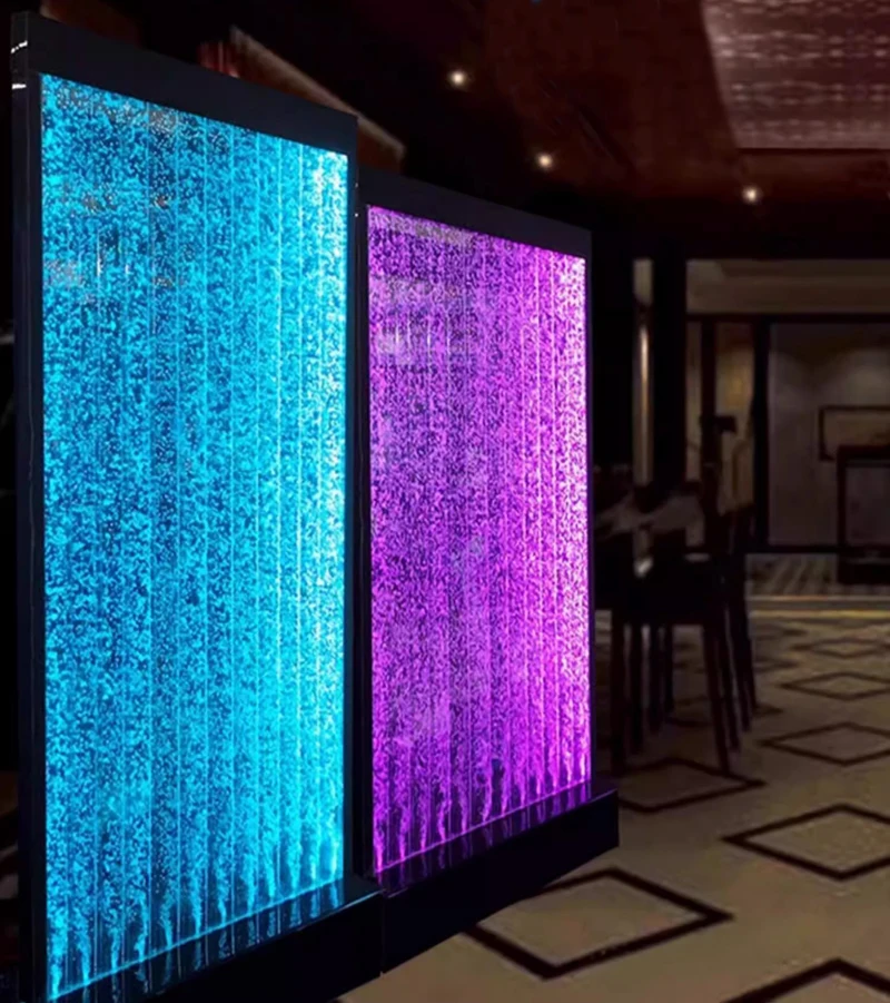التخصيص. بالجملة واضح داخلي فقاعة الجدار ديكور داخلي جدار المياه أضواء LED نافورة ستارة الماء الاكريليك