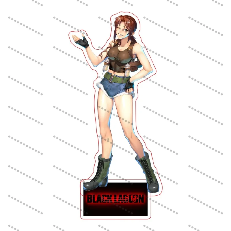Black Lagoon Anime Revy Balalaika Eda Acrylic Stand Model Figure Cosplay Plate Holder Topper Birthday Fans Keychain Gifts
