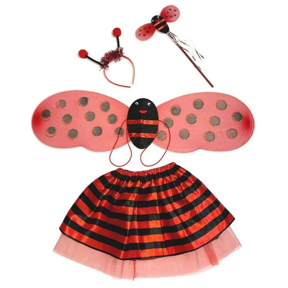 

3/4PCS Butterfly Fairy Wings Cosplay Costume Party Favor Costume Accessories Children Performance Costume Ladybird Dance Skirt