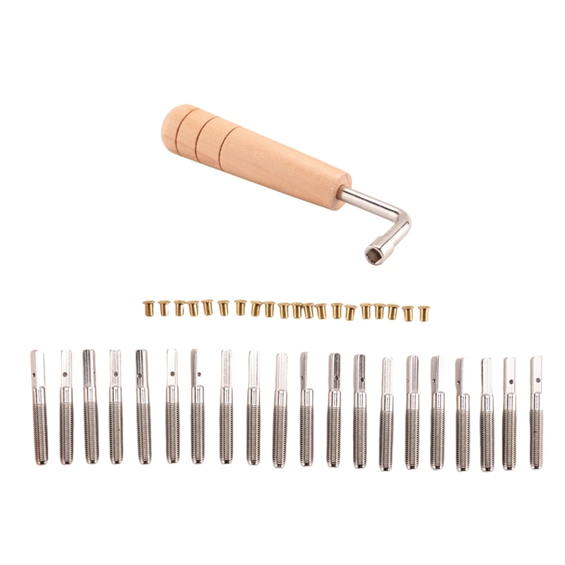 20 Pcs Tuning Pin Nails And 20Pcs Rivets,With L-Shape Tuning Wrench,For Lyre Harp Small Harp Musical Stringed Instrument