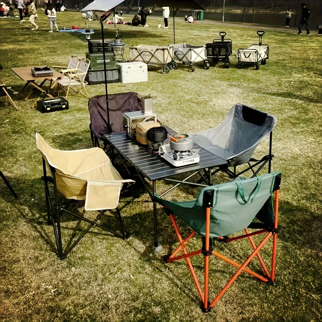 Outdoor table and chair set Portable folding table Picnic table and chair Road trip Barbecue table Egg roll table Camping