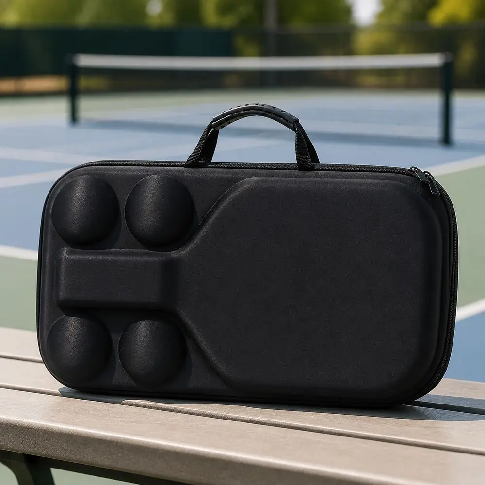 Hard Shell Pickleball Racket Storage Bag Waterproof Fits 2 Paddles And 4 Balls Pickleball Paddle Bag Space Saving